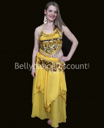 Bellydance belt with coins yellow