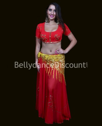 Top court de danse orientale et Bollywood rouge