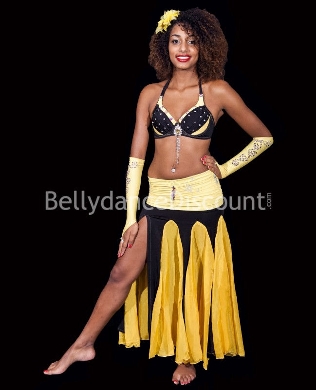 Mangas amarillas en lycra para danza oriental
