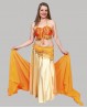 Ceinture de danse orientale orange à sequins or