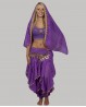 Cinturón de danza del vientre violeta lentejuelas doradas