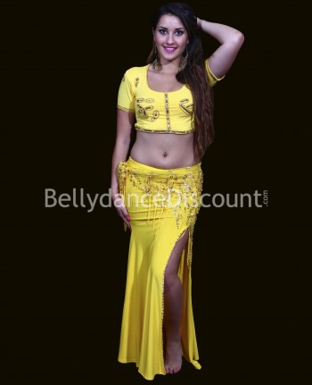 Yellow Bellydance pencil skirt