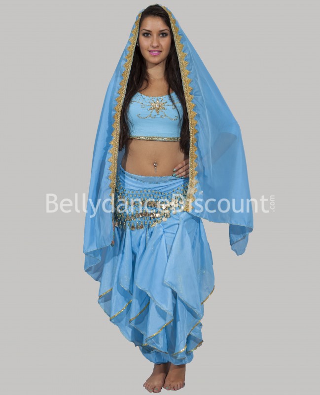 Velo di danza Bollywood azzurro