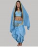 Voile de danse indienne bleu ciel et doré