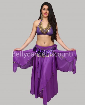 Top de danza del vientre brillante morado