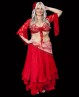 Red belly dance skirt with lining