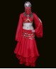 Red belly dance belt with golden sequins