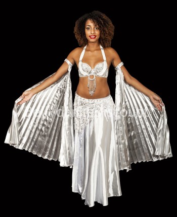 Silver belly dance Isis wings sleeves