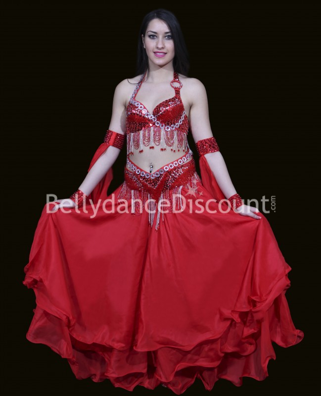 Mangas rojas con velo para danza oriental