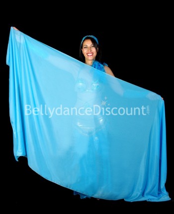 Voile rectangulaire de danse orientale bleu clair