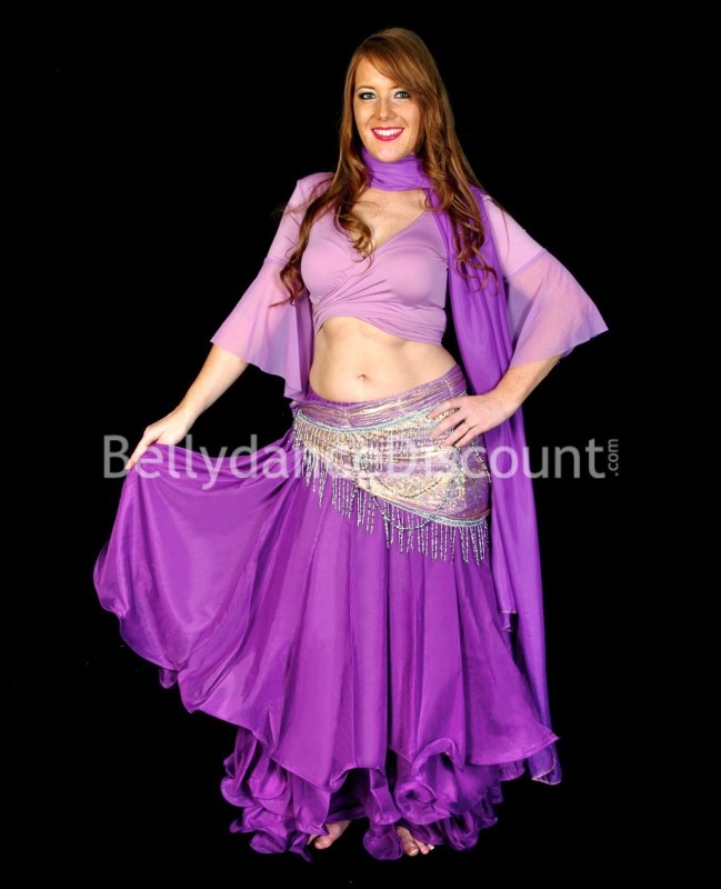 Voile rectangulaire de danse orientale violet