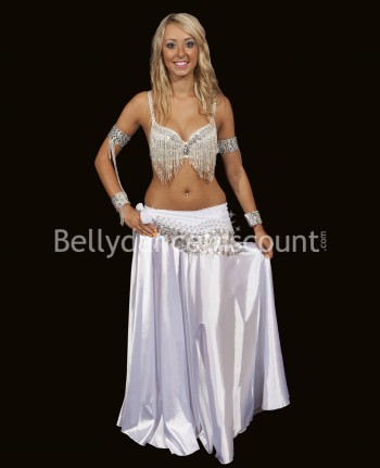 Robe Baladi / Saïdi de danse orientale blanche et dorée - 27,90 €