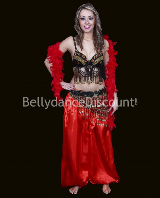 Pantalon de danse orientale et Bollywood satin rouge