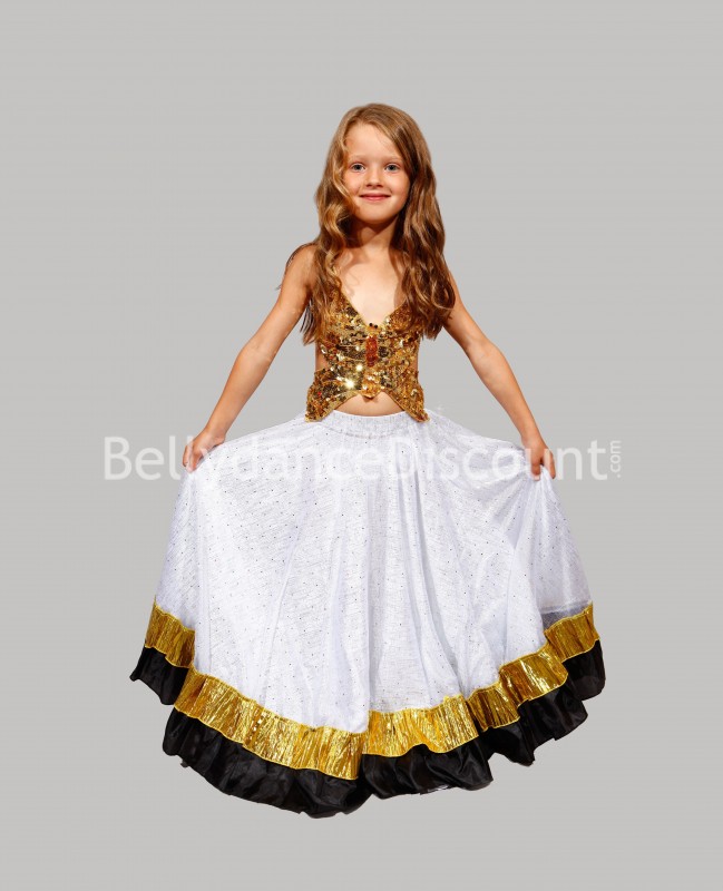 Jupe enfant de danse orientale et Bollywood blanche