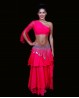 Rock für den orientalischen Tanz in Musseline in fuchsia 3 Rüschen