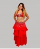 Jupe de danse orientale mousseline rouge 3 volants