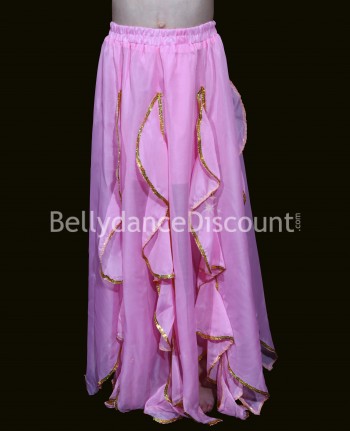 Jupe enfant de danse orientale à volants rose pâle