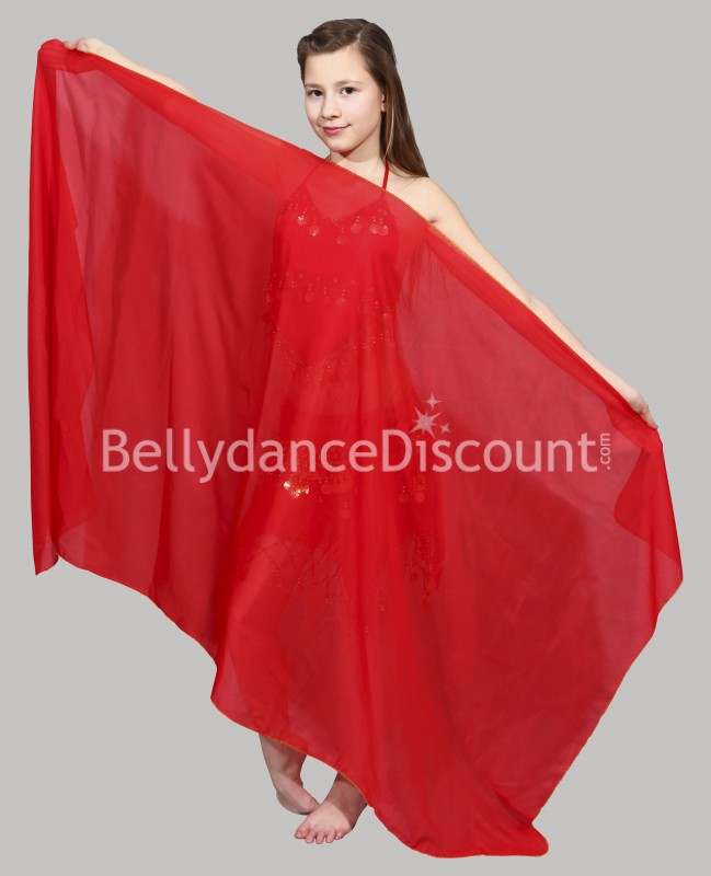 Velo rojo de danza del vientre para niña 