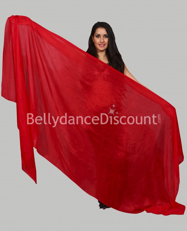 Velo rectangular rojo en pura seda para danza del vientre