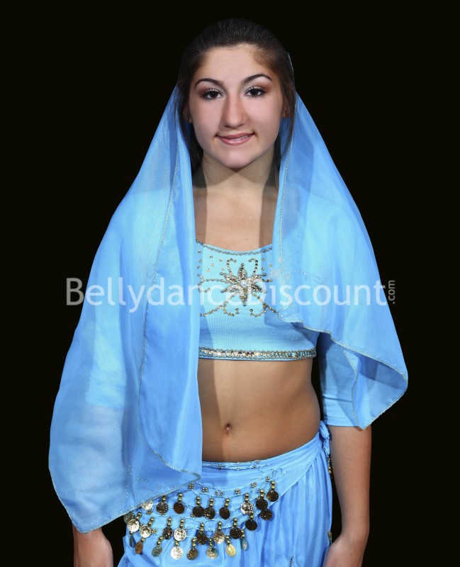 Velo testa bambina di danza Bollywood azzurro