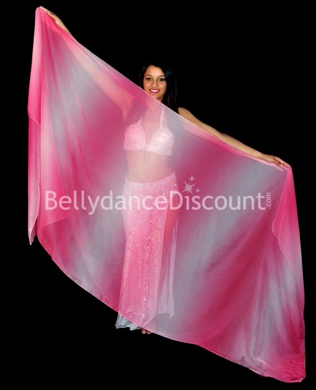 Voile rectangulaire de danse orientale rose dégradé Voile rectangulaire de danse orientale rose dégradé
