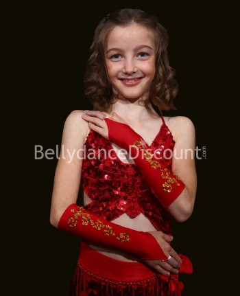 Mangas rojas de niña para danza del vientre