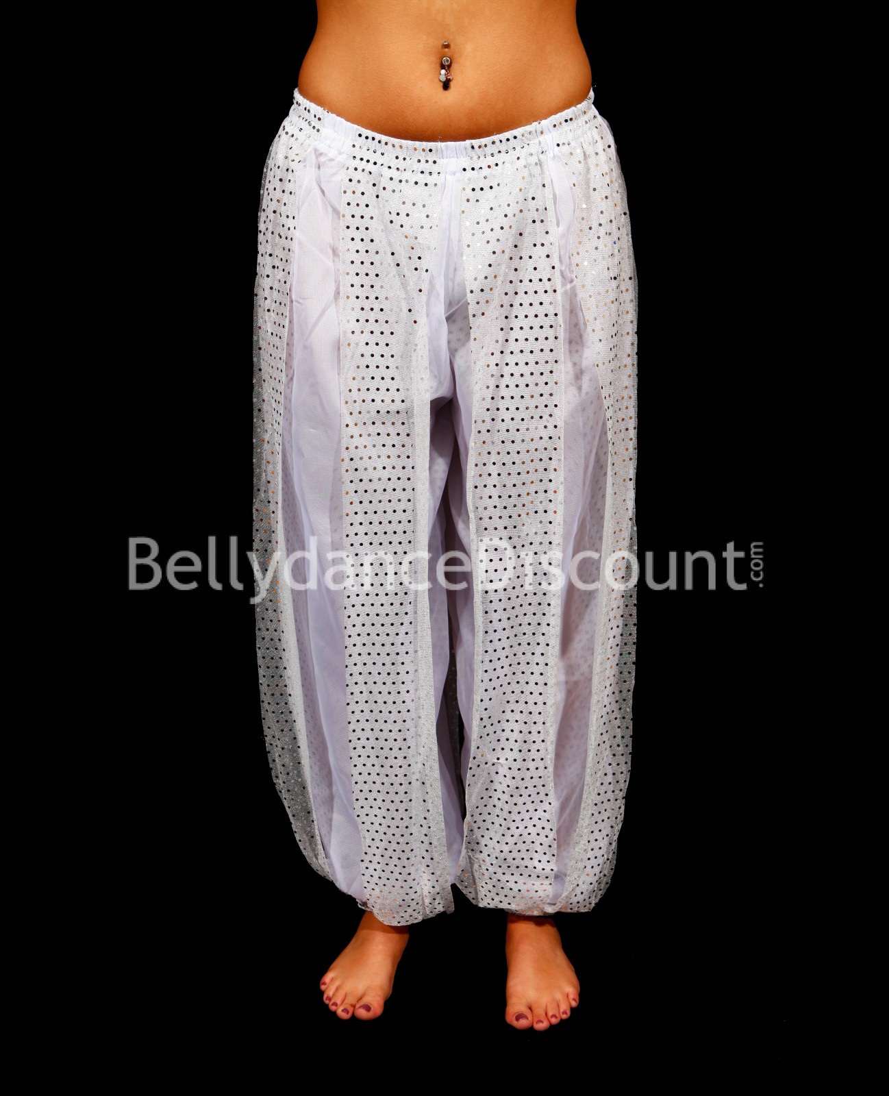 Pantalon brillant de danse orientale blanc Pantalon brillant de danse orientale blanc