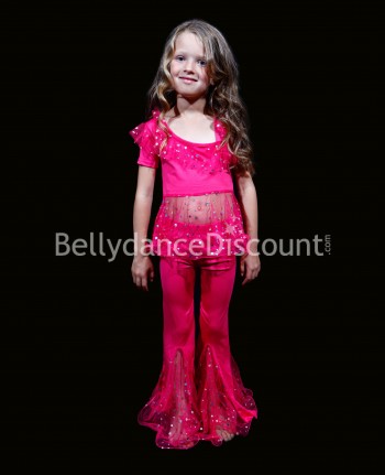 Child glittery fuchsia dance outfit