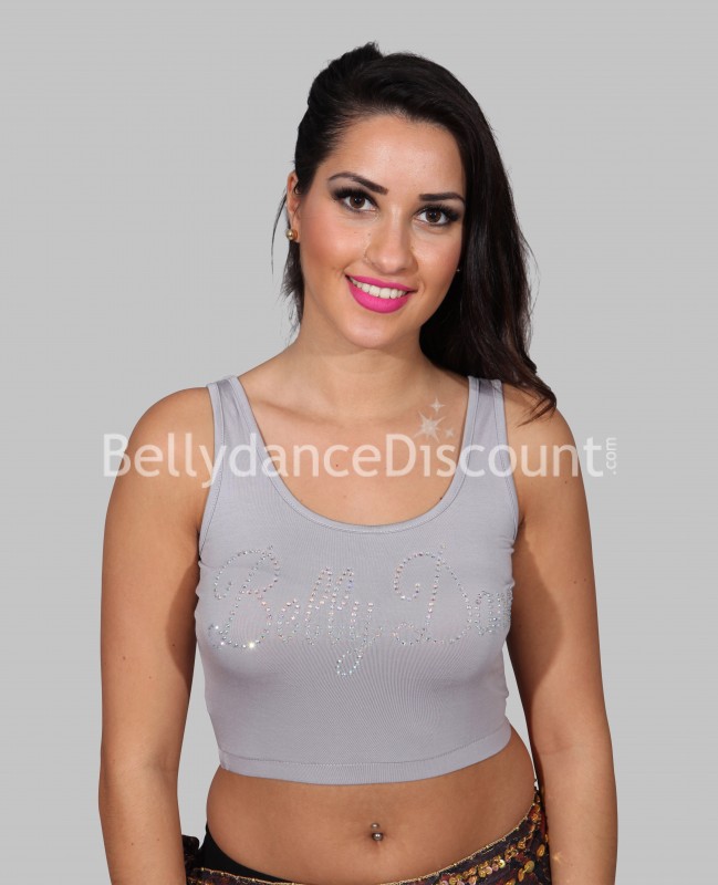 Shirt in grau mit Strass “Bellydance”