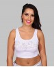 Camiseta blanca de tiras estampada en brillantes “Bellydance”