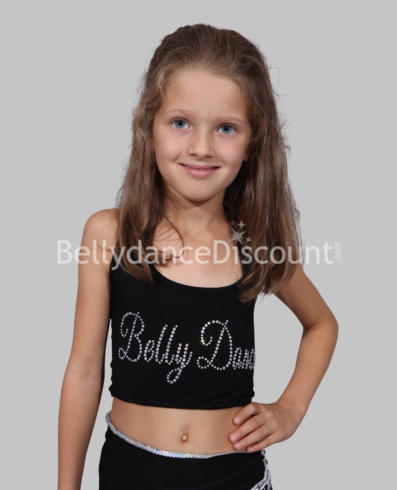 Black Bellydance girl's sports bra with strass