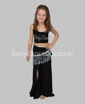 Top nero bambina strass "Bellydance"