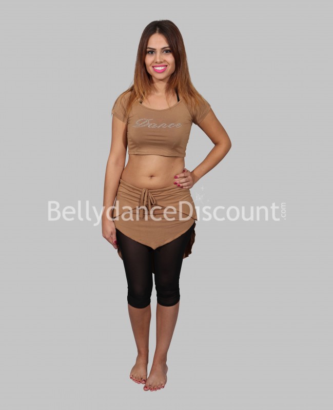 "Dance" top beige in strass