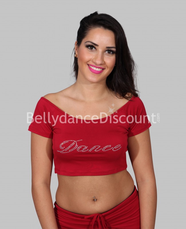 Top rojo impreso en brillantes “Dance” Top rojo impreso en brillantes “Dance”