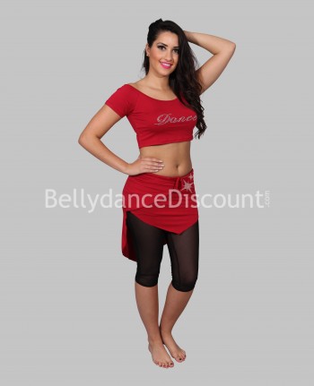 "Dance" top red in strass