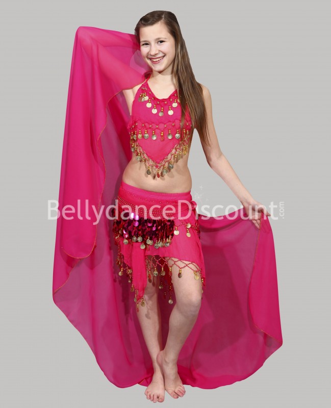 Voile enfant de danse orientale rose