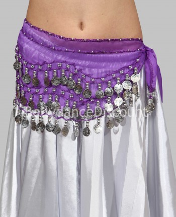 Cinturón violeta para niña, ideal para danza del vientre 