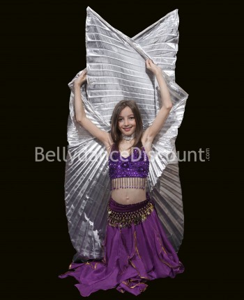 Opaque Bellydance Isis wings for kids silver