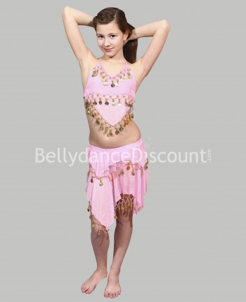 Costume enfant de danse orientale rose pâle