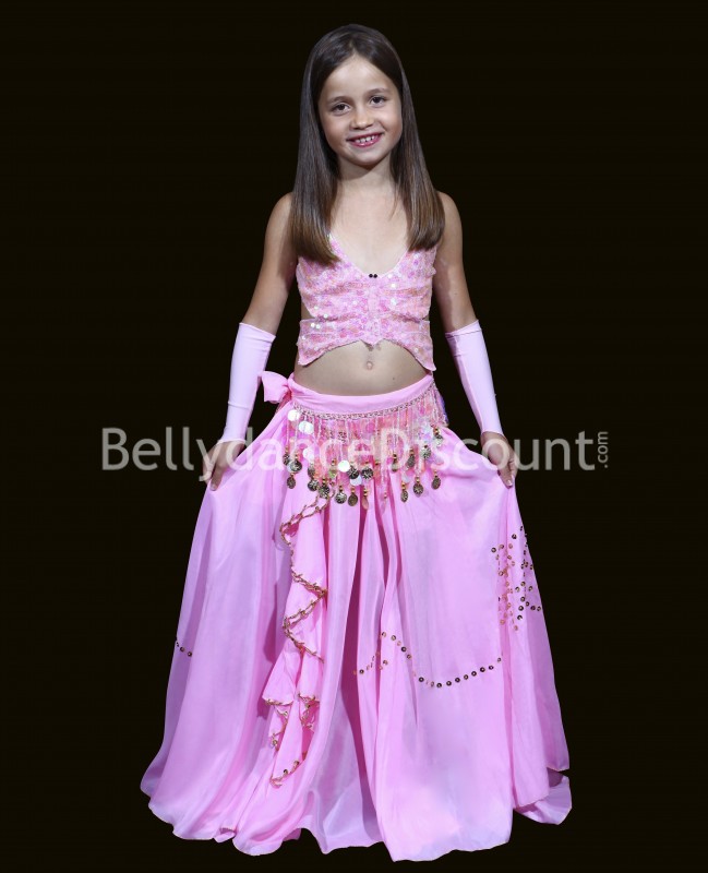 Mangas rosa pálido de niña para danza del vientre