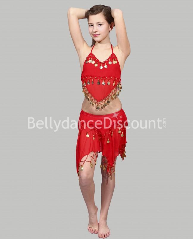 Costume enfant de danse orientale rouge Costume enfant de danse orientale rouge