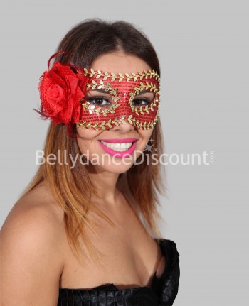 Maschera fiore rossa e oro