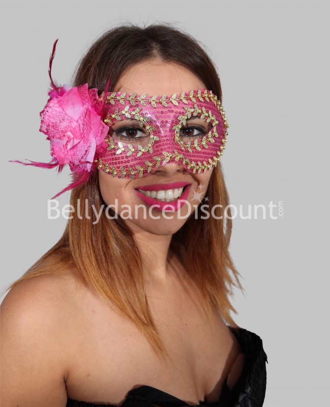 Flower mask fuchsia and gold
