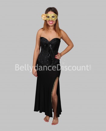Bustier negro para danza oriental estilo cabaret