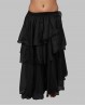 Falda para danza oriental en muselina negra 3 volantes