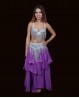 Falda para danza oriental en muselina violeta 3 volantes