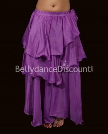 Jupe de danse orientale mousseline violette 3 volants