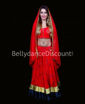 Red and gold Indian dance veil