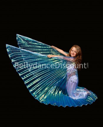 Alas de Isis azules transparentes para niñas para danza del vientre