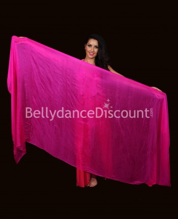 Fuchsia rectangular  pure silk oriental dance veil 